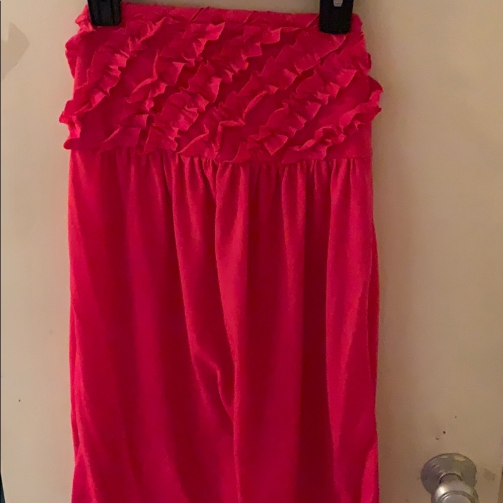 Pink strapless mini dress